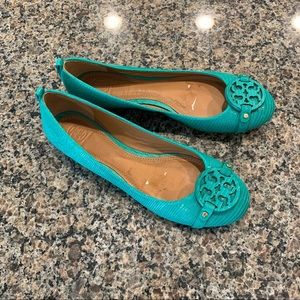 Tory Burch Green Leather Flats size 9.5